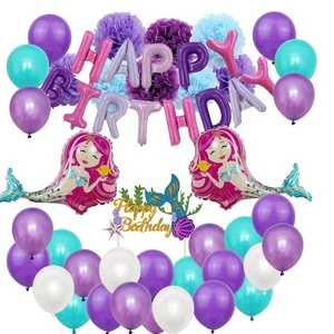 Girl's Birthday Party and Baby Shower Party Decorations Mermaid Party Supplies Birthday Decorations