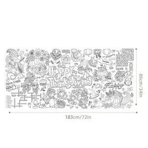 Thanksgiving Giant Coloring Poster Tablecloth for Kid Gift Jumbo Paper Coloring Banner Thanksgiving Games Activities