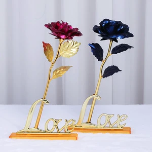 24K Gold Dipped Waterproof Real Preserved Roses Colorful Foil Romance Style Forever Valentine's & Mother's Day Gift Made Plastic