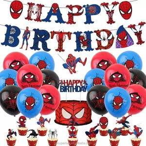 Spiderman Theme Children's Birthday Party Banner Decoration Supplies Superhero Kids Inflatable Toys Shower Balls