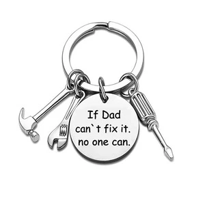 Father's Day Gift for Father Dad Stainless Steel Dad Keychain Hammer Screwdriver Wrench Dad Gift Keyring