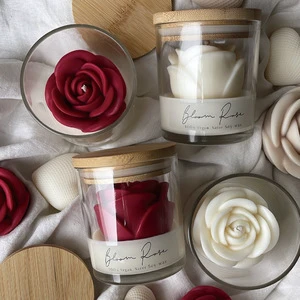 LIMNO Wholesale Handmade Custom Rose Flower Shaped Aromatherapy Scented Candle For Home Decor Party Wedding Birthday Gift