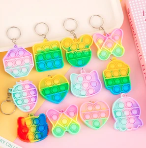 Classroom Bulk Gifts with Keychains Valentine's Day Heart-Shaped Pop Fidget Toys for Kids