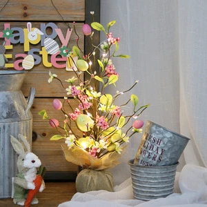 Easter Decorations Resurrection Colorful Egg Tree with Lights Home Desktop Window Decoration Holiday Dress up New Products