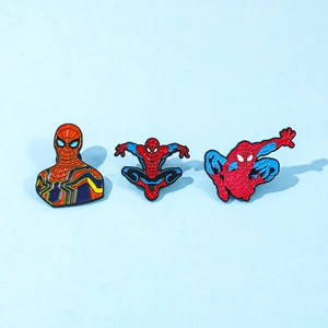 Hot Selling Superhero Spider Man Movie Black Metal Enamel Marvel Lapel Pins Badges For Comic Exhibition Clothes And Bags