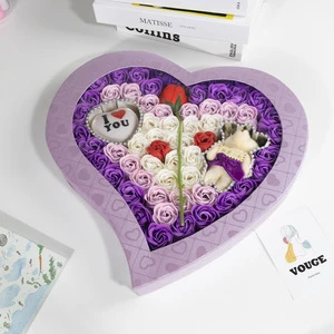 Wholesale Creative Valentine's Day & Christmas Gift Box with Eternal Rose Soap Flowers for Birthday