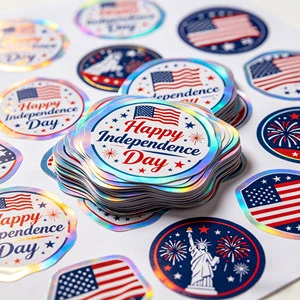 Custom Waterproof Vinyl Printing Label Stickers for Independence Day Holiday Gift Products