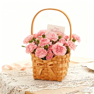 Hand-woven Hand-held Bow Mother's Day Valentine's Day Flower Storage Basket Portable Wedding Companion Flower Girl Gift Basket