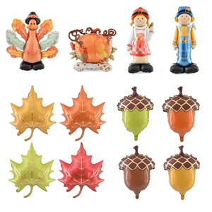 Thanksgiving Theme Turkey Scarecrow Hazelnut Maple Leaf Foil Balloons for Thanksgiving Party Decoration