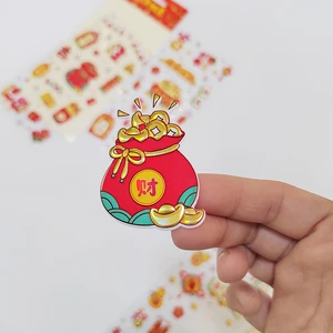 Happy New Year Blessing Gift Puffy Decals Chinese Spring Festival Theme 3D Decorations Stickers
