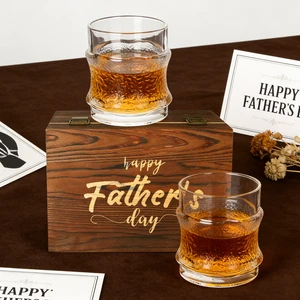 Artisan Glacier Set: Crystal Hanging Whiskey Glass Gift Set Wooden Box | Father's Day 2026 Ready | SHUNSTONE 100M+ Sold