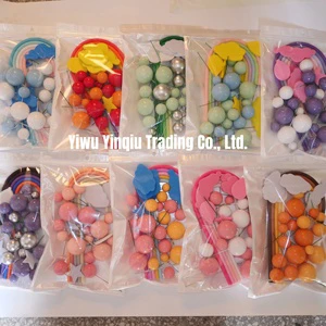 New Style 28Pcs/Bag Faux Ball Cloud Rainbow Cake Topper Macaroon Faux Ball Set Cake Decorating