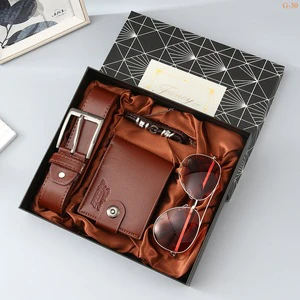 Promotional Gift Set for Men Wallet Belt Watch Sunglasses Perfect Gift for Father's Day or Valentine's Day