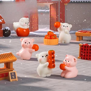 WeiJ Landscape: New Year's Good Persimmons in Pairs, Cute Little Bear Dolls, Resin Handicrafts, DIY Decorations, Mini Trinkets