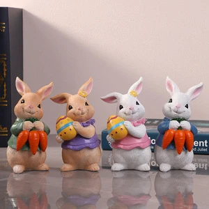 Resin Easter Bunny Spring Rabbit Home Decor Sculpture Art Deco Design Colorful Charming Gifts for Holiday Celebrations