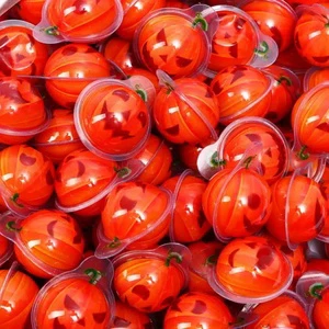 Wholesale Custom Halal Pumpkin Ball Shape Soft Candy Halloween Party Sweets Jam Filling Gummy Candy