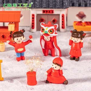 Micro-landscape creativity welcomes the New Year with firecrackers, couplets, DIY decorations and accessories for kids' house,