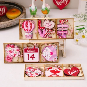 New Valentine's Day Pink Wooden Decorations Heart-Shaped Wooden Pendant Ornaments Home Decoration
