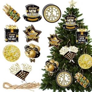 New Year Party Decoration Pendant Happy New Year Tabletop Decor Prop for Party Tableware