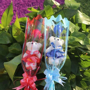 Hot Selling Valentine's Day Product Transparent Packaging With Teddy Bears Eternal Roses Suitable for Valentine's Day Supplies