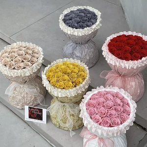Popular New Products Vintage Palace Style Real Rose Bouquet Preserved Eternal Long Lasting Mother's Day Valentine's Day