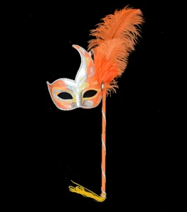 Funny Costume Cosplay Venetian Plastic Eye Carnival Masquerade Ostrich Feather Party Mask for Party Holiday Supply Xmas Decor