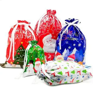 New Design Christmas Products Festive Party Supplies,reusable Drawstring Bag,xmas Accessories Gift Bags