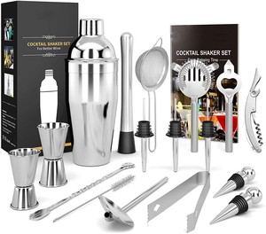 Camol Factory 17-Piece Cocktail Shaker Set Bartender Kit Complete Bar Tool Set | Stainless Steel Barware Essentials