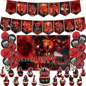 Kids Birthday Party Decoration Set Banner Cake Topper Backdrop Latex Balloons for Party Supplies