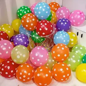 12-inch Transparent Polka Dot Latex Birthday Balloon for Children, Babies, Adults, Decoration, Party Scene, Dot Pattern
