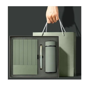 Custom Logo Promotional Luxury Leather Notebook Planner Business Stationary Gift Diary Office A5 With Pen Bottle Gift Box Set