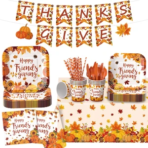 Fast Shipping Fall Maple Leaf Disposable Tableware for Thanksgiving Celebration