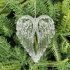 Christmas Ornaments Decorations Set Acrylic Plastic Wings Clear Hanging Christmas Tree Decorations Pendant for Xmas Home Decor