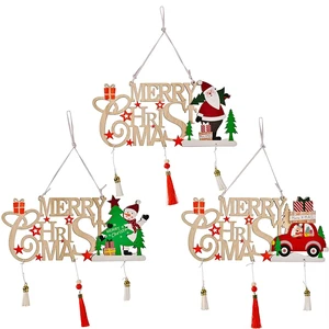 New Year Wooden Christmas Tree Hanging Pendant New Year Decoration Ornament for Festive Decor