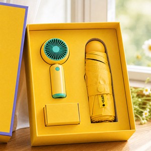 Business Thanksgiving Gift Set, Wholesale Logo Customization Umbrella Mini Fan Thermos Gift Set Promotional logo Gift Set