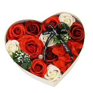Hot Selling Valentine's Day New Creative Heart Shaped Soap Flower Gift Box for Girlfriend on Valentine's Day