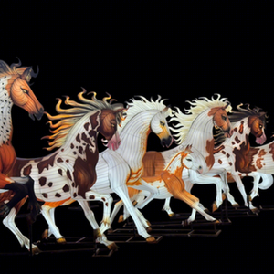 Festival Lanterns Chinese Traditional Fabric Lantern Life Size Horses Lantern Art Installations For Commercial Place Decor