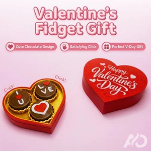 3D Printed Cartoon Love Gifts Box Fidget Clicker Stress Relief Toy; Press to Release Tension; Click Toy for Valentine's Day