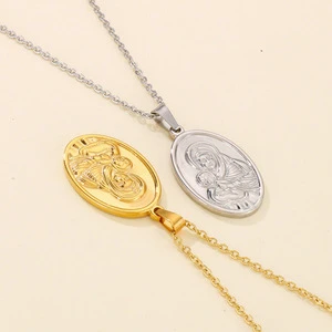 In Stock Sell Stainless Mom Jewelry Non Tarnish Gold Plated Mother Child Pendant Choker Necklace for Mother's Day Gift