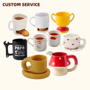 Customized Logo Handmade Creative Irregular-shaped Ins Cute Coffee Mug Ceramic Water Cups Gift Boxes And Ceramic Mugs