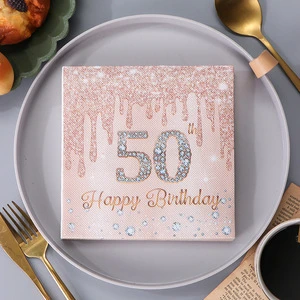 Gold Foil Birthday Napkins Happy Birthday Party Supplies Lunch Napkins Disposable Children's Birthday Party Gifts