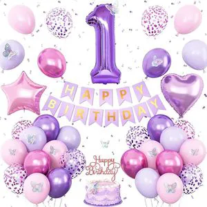 Purple Themed Happy Birthday Party Balloon Set Decoration Supplies