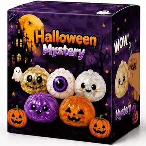 Stress Relief Pressure Slow Rebound Fidget Toys Squeezable Halloween Design With Black Steamer Bun Squishy Dumpling Baozi