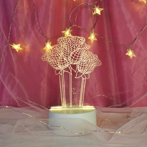 Rose Flowers 2025 San Valentines Kids Set Adults Mothers Day Gift Father Lady Wife Present Items 3D LED Acrylic Night Lamp