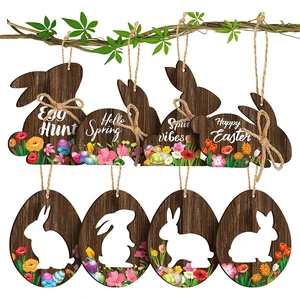 Easter Wooden Decorated Bunny Egg Dwarfs Cute Decoration Set Souvenir Gift Easter Carrot Wooden Ornament Eco-friendlys