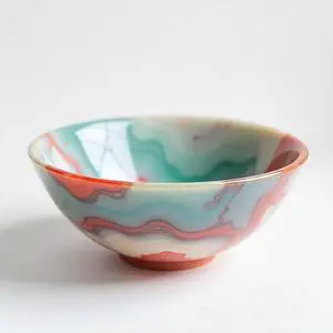 Modern Handcrafted 3D Resin Dining Bowl with Vibrant Swirl Glossy Model Pattern Decorative Tableware for Home and Dining