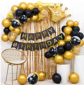 Black Gold Birthday Party Ornament Set Crown Set Children Adult Supplies
