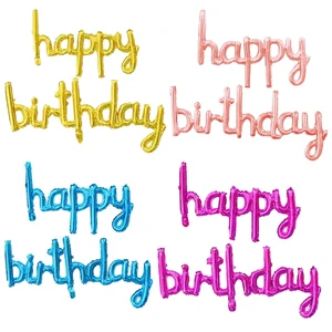 New Happy Birthday Conjoined Letters Foil Balloons Rose Gold Lowercase Alphabets Single Birthday Party Decorations Banner Baby