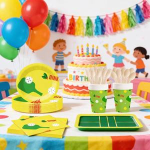 JIALIN Children's Birthday Party Supplies with Sports Theme Disposable Party Tableware Table Decoration