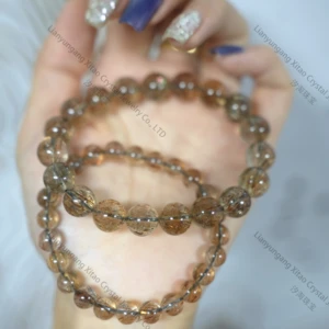 Best-selling Exquisite Natural Black Gold Super Seven Unisex Crystal DIY Bracelet Polished Xitao Fashionable Mother's Day Gifts